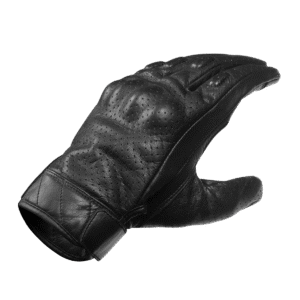 Mens Premium Leather Perforated Cruiser Gloves with Knuckle Protection - Touchscreen Motorcycle Gloves