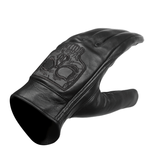 Vance Leather Premium Leather Motorcycle Glove, Riding Gloves with Reflective Skull Design, Gel Palm & Touchscreen Capability