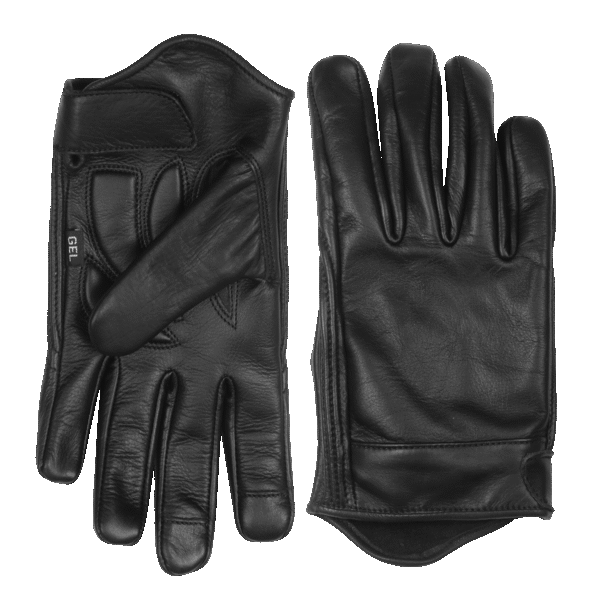 Vance Mens Black Gel Palm Riding Leather Gloves - Image 3