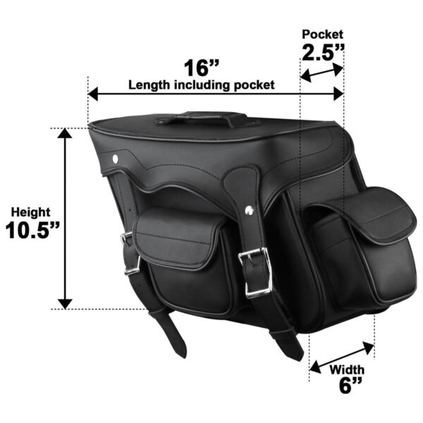 Vance Plain Motorcycle Saddlebags Durable PVC, Water-Resistant, Universal Fit for Honda, Yamaha, Kawasaki, Indian, Harley - Image 3