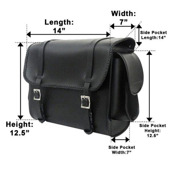 Vance VS320 Medium Black Braided Motorcycle Sissy Bar Bag for Harley Davidson Motorcycles - Image 2