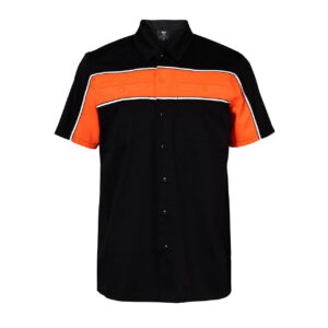 Vance Leather Men's Black Orange Short Sleeve Button Down Two Pockets Soft Casual Shirt