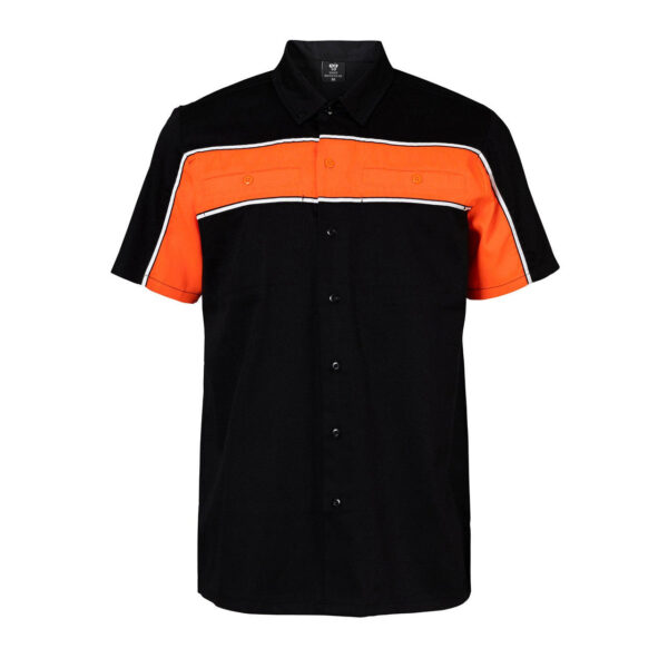 Vance Leather Men's Black Orange Short Sleeve Button Down Two Pockets Soft Casual Shirt