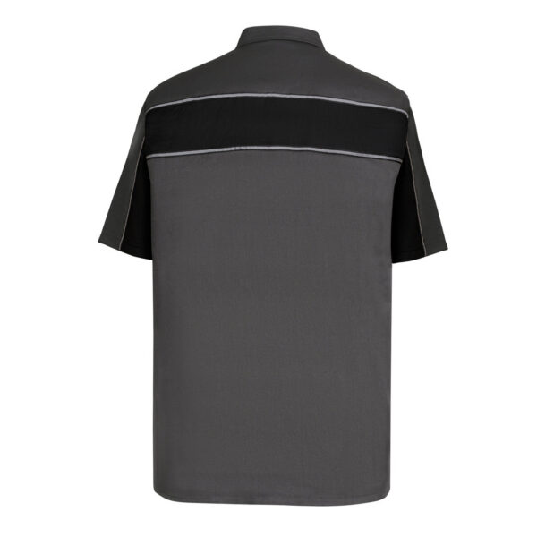 Vance Leather Men's Grey Black Short Sleeve Button Down Two Pockets Soft Casual Shirt - Image 2