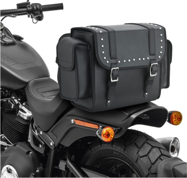Vance Medium Black Studded Motorcycle Sissy Bar Bag for Harley Davidson Motorcycles - Image 3