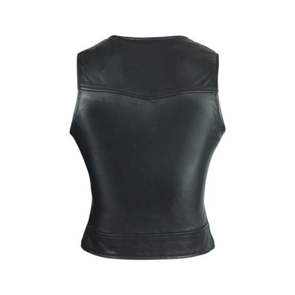 High Mileage Women's Lady Biker Leather Motorcycle Vest - Image 4