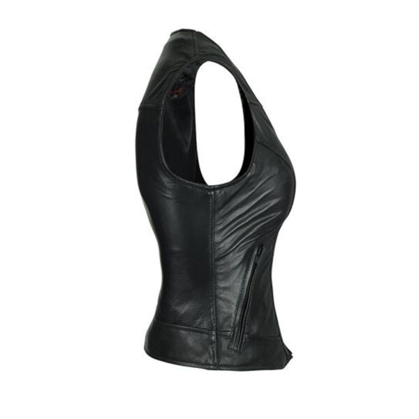 High Mileage Women's Lady Biker Leather Motorcycle Vest - Image 2