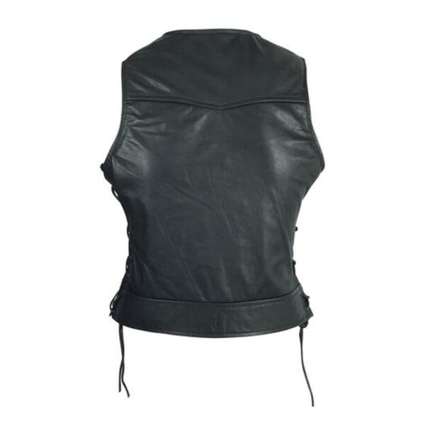 High Mileage HML1043 Womens Lady Biker Leather Motorcycle Vest With Studs - Image 4