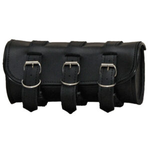3 Strap Plain Black Hard Shell Motorcycle Toolbag