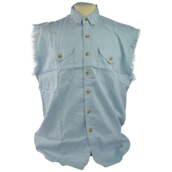 Vance Mens Biker Motorcycle Summer Sleeveless Denim Cut Off Shirt - Image 3