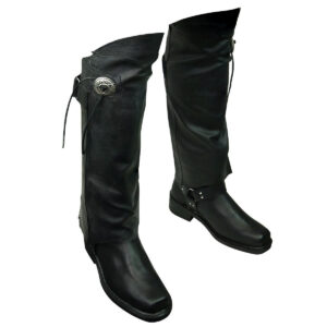Vance Leather Black Biker Motorcycle Half Leather Chaps