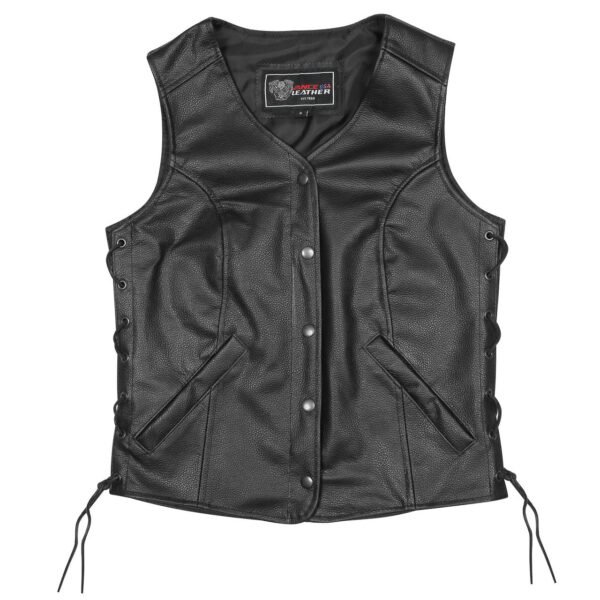 Vance Leather Ladies Economy Leather Five-Snap Lace Side Vest - Image 8