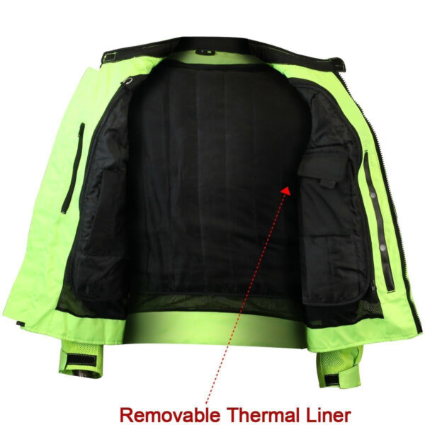 Vance Mens All Weather Hi-Viz CE Armor Mesh Motorcycle Jacket - Image 3