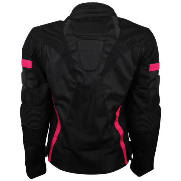Women's Black Pink All Weather Season CE Armor Lady Biker Mesh Motorcycle Riding Jacket - Image 2