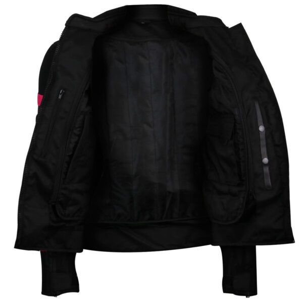 Women's Black Pink All Weather Season CE Armor Lady Biker Mesh Motorcycle Riding Jacket - Image 3