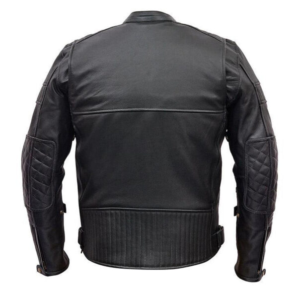 Vance Leathers Men's Quilted Pattern Vented Black Cowhide Leather Biker Motorcycle Jacket - Image 4