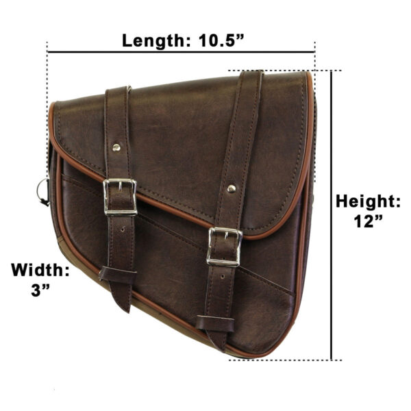 Vance VS152DBR Distressed Brown Right Side Motorcycle Swing Arm Bag for Harley Honda Yamaha Kawasaki Indian Motorcycles - Image 3