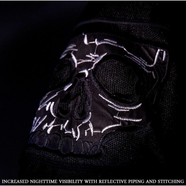 High Mileage Men's Concealed Carry Black Reflective Skulls Textile Motorcycle Jacket - Image 3