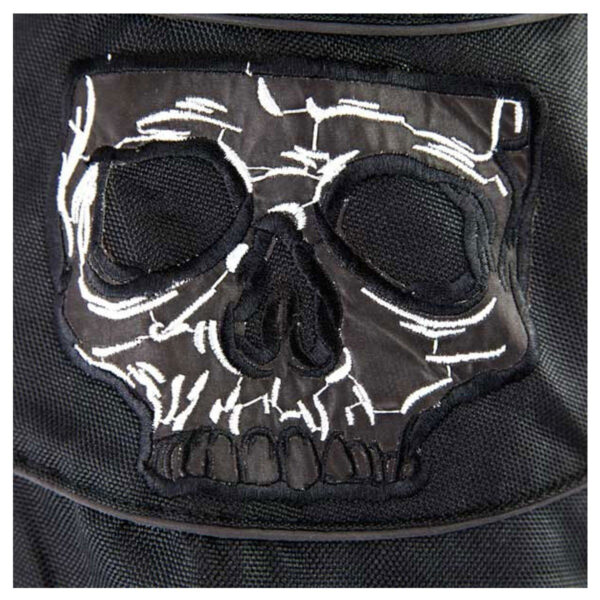 High Mileage Men's Concealed Carry Black Reflective Skulls Textile Motorcycle Jacket - Image 4