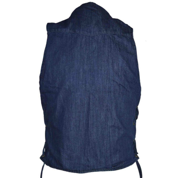 Vance Mens Blue Ten Pocket Denim Motorcycle Vest - Image 2