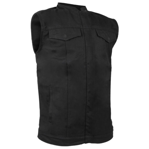 Vance VL1914 Mens Black Front Zipper and Snap Closure SOA Club Style Textile Motorcycle Vest - Image 3