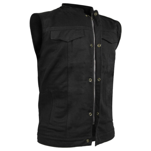 Vance VL1914 Mens Black Front Zipper and Snap Closure SOA Club Style Textile Motorcycle Vest - Image 6