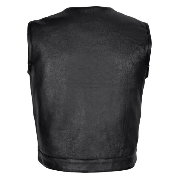 Vance Mens Black Premium Cowhide Leather Biker Motorcycle Vest With Quick Access Conceal Carry Pockets and Paisley Liner - Image 2