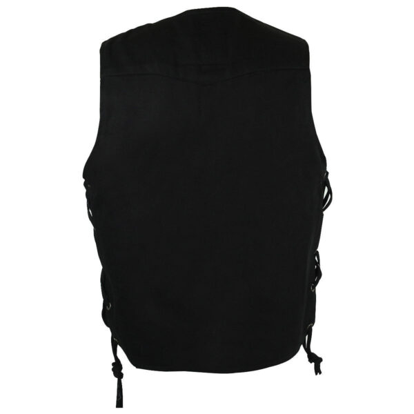 Vance Mens Black Ten Pocket Denim Motorcycle Vest - Image 2