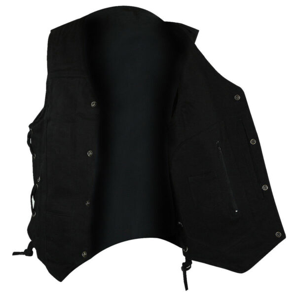 Vance Mens Black Ten Pocket Denim Motorcycle Vest - Image 3