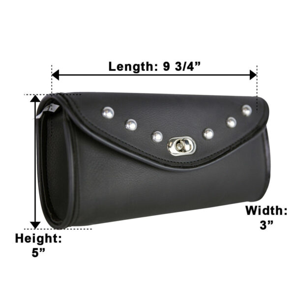 Vance VS182 Black Studded Motorcycle Windshield Bag for Indian Honda Yamaha Kawasaki and Harley Davidson Motorcycles - Image 4