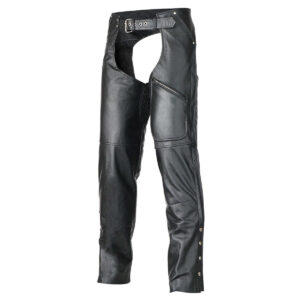 Vance Leather Unisex All Season Black Pant Style Premium Cowhide Motorcycle Leather Chaps