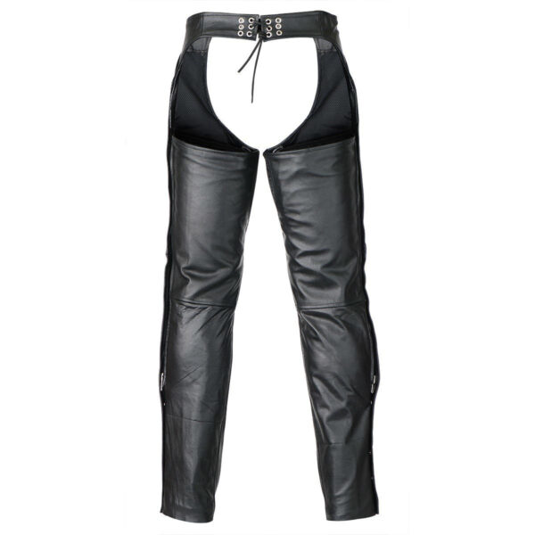 Vance Leather Unisex All Season Black Pant Style Premium Cowhide Motorcycle Leather Chaps - Image 2