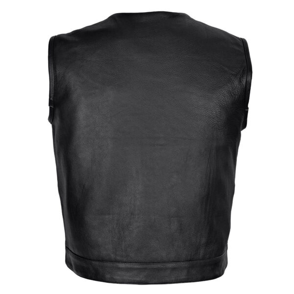 Mens Black Premium Cowhide Leather Motorcycle Vest With Quick Access Conceal Carry Pockets - Image 5