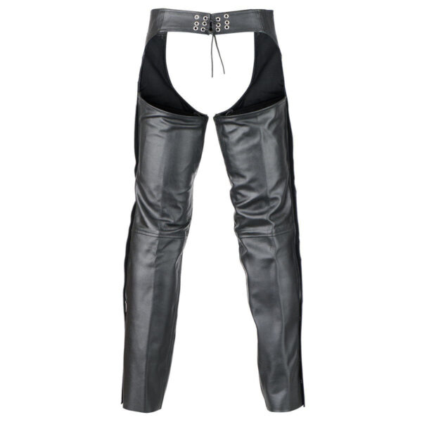 Vance Leather Unisex Black Deep Pocket Biker Leather Motorcycle Chaps - Image 2