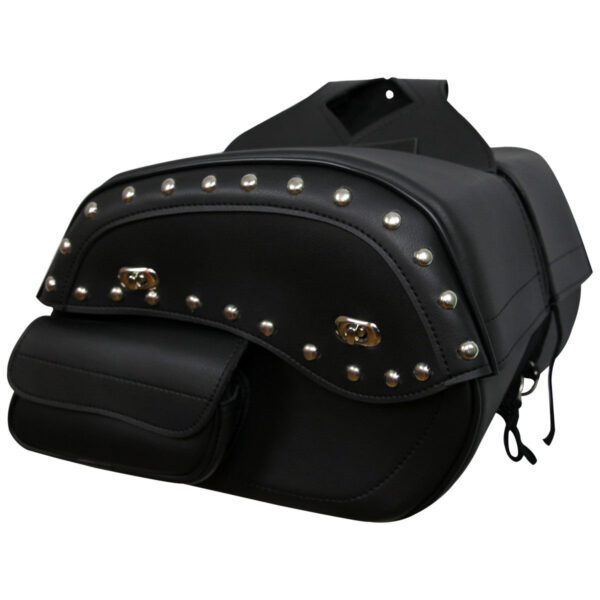 Vance VS230S Black Studded Motorcycle Saddlebags for Honda Yamaha Kawasaki Indian and Harley Davidson Motorcycles - Image 4