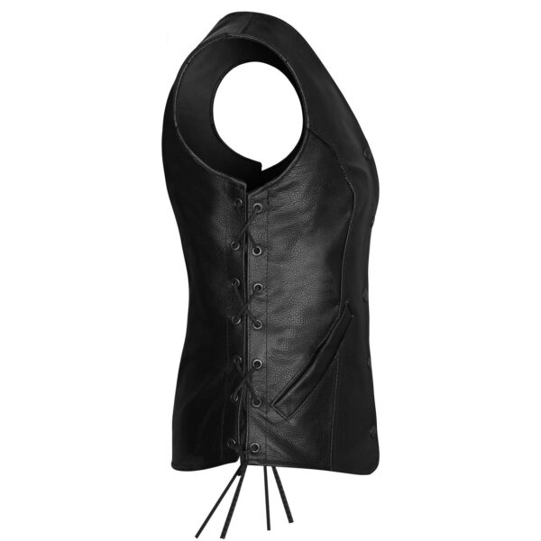 Vance Leather Ladies Economy Leather Five-Snap Lace Side Vest - Image 7