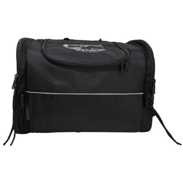 Vance VS381SK Black Nylon Embroidered Reflective Skull Design Motorcycle Trunk Bag - Image 3