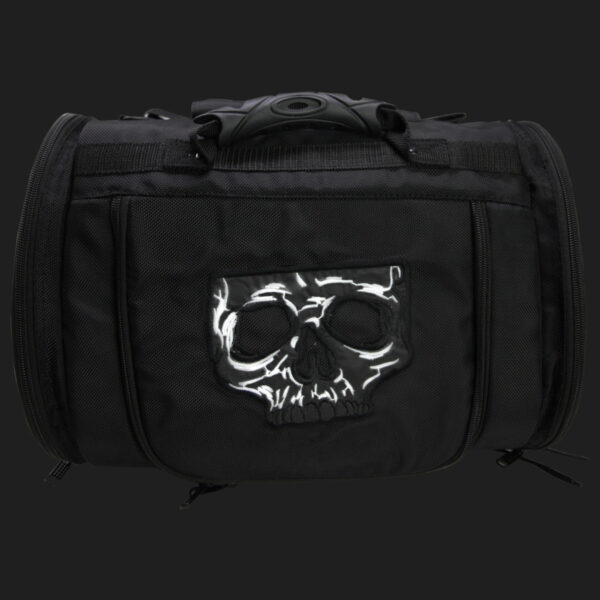 Vance VS381SK Black Nylon Embroidered Reflective Skull Design Motorcycle Trunk Bag - Image 6
