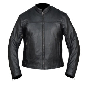 High Mileage Mens Advanced Clean Concealed Carry Black Cowhide Leather Motorcycle Riding Jacket