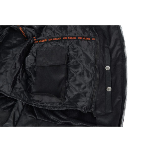 High Mileage Mens Advanced Clean Concealed Carry Black Cowhide Leather Motorcycle Riding Jacket - Image 4