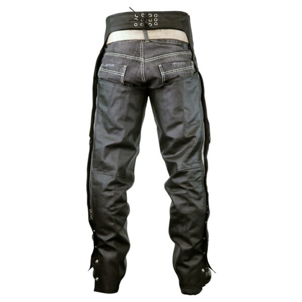 Vance Leather Unisex Black Zip-out Insulated Thermal Liner Biker Leather Motorcycle Chaps - Image 8