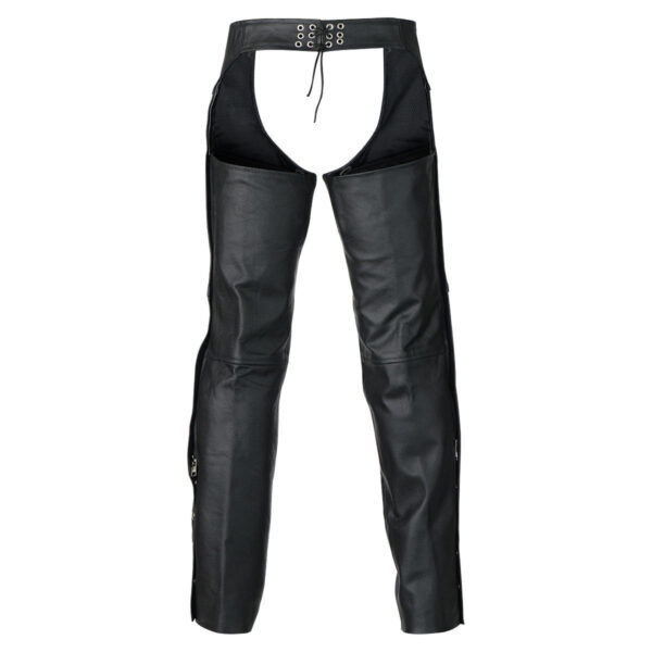 Vance Leather Unisex Classic Black Leather Biker Motorcycle Riding Chaps - Image 2