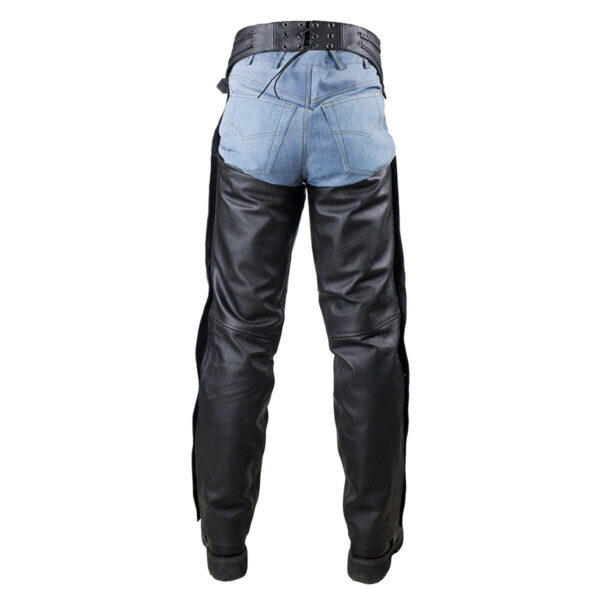 Vance Leather Unisex All Season Black Zip-out Insulated Thermal Liner Braided Biker Leather Motorcycle Chaps - Image 5