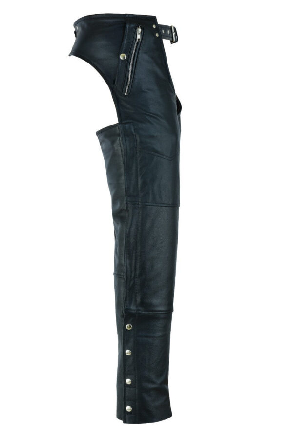 Vance Black Four Pocket Biker Leather Motorcycle Chaps Unisex - Image 4
