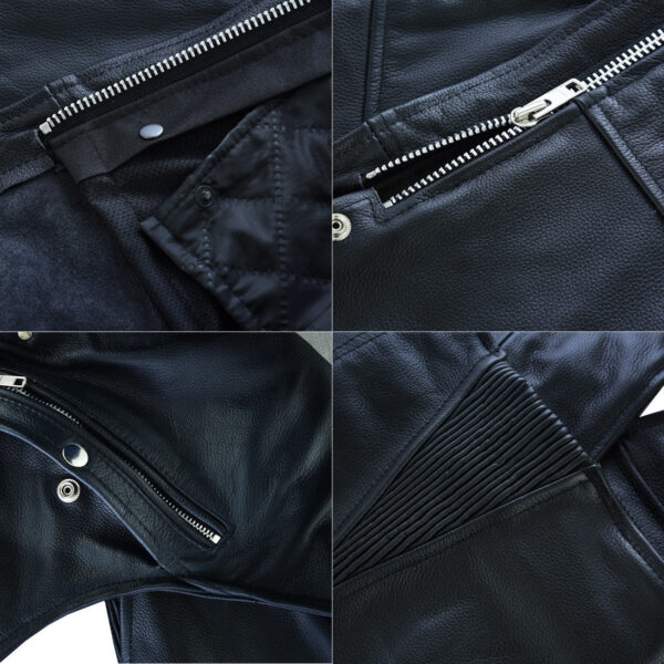 Vance Black Four Pocket Biker Leather Motorcycle Chaps Unisex - Image 8