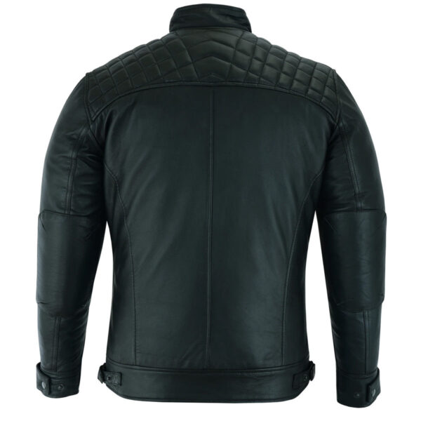 Mens Cafe Racer Gatsby Black Waxed Lambskin Motorcycle Leather Jacket - Image 4