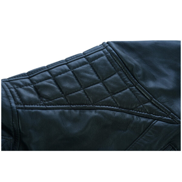 Mens Cafe Racer Gatsby Black Waxed Lambskin Motorcycle Leather Jacket - Image 15