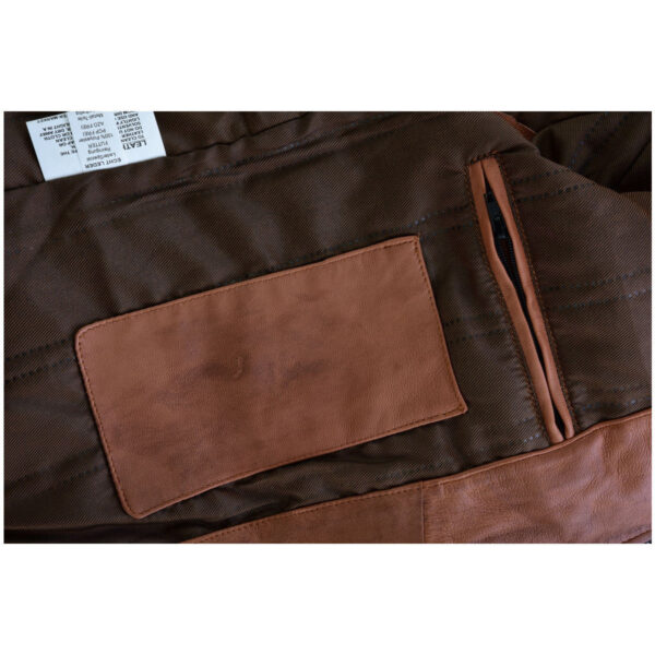 Mens Cafe Racer Waxed Lambskin Austin Brown Motorcycle Leather Jacket - Image 18