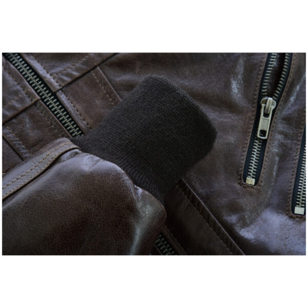 Vance Leather Mens Vincent Brown Waxed Premium Cowhide Motorcycle Leather Jacket - Image 5