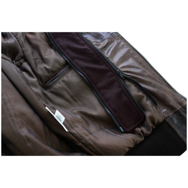 Vance Leather Mens Vincent Brown Waxed Premium Cowhide Motorcycle Leather Jacket - Image 9